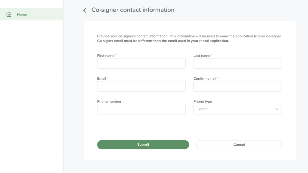Enabling and Managing Co-Signer Rental Applications