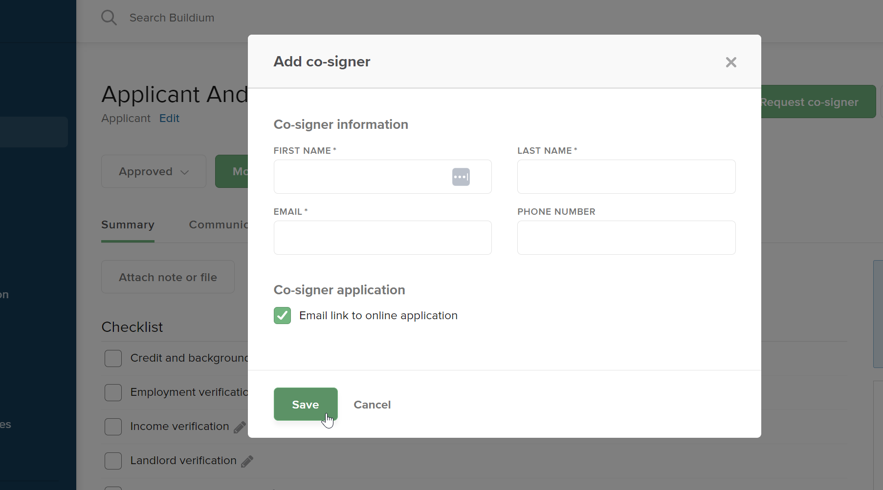 Enabling and Managing Co-Signer Rental Applications