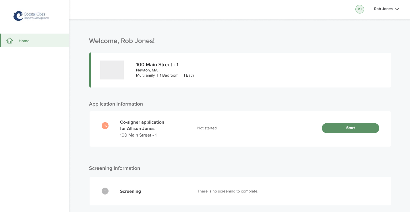 Enabling and Managing Co-Signer Rental Applications